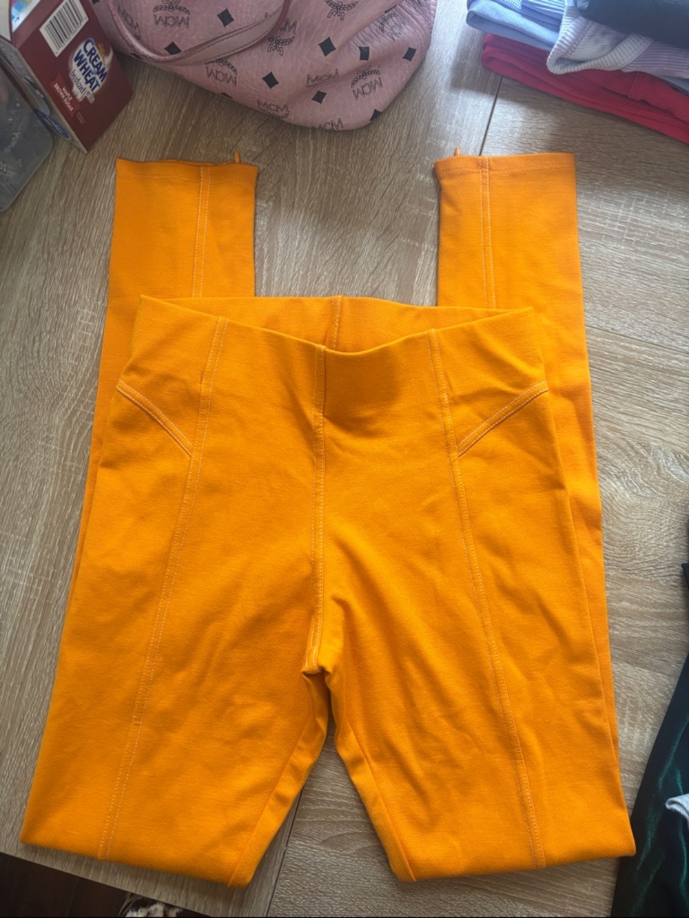 Forever 21 Bright Orange High-Waist Leggings